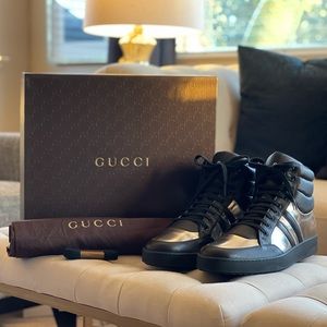 Gucci Miro Soft Black/Silver High Top Sneaker